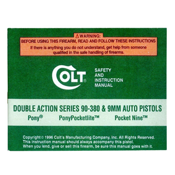 Double Action Series 90-380 & 9MM Auto Pistols Manual