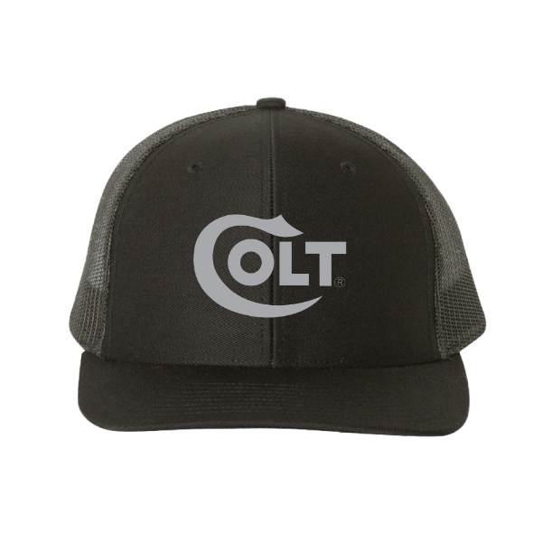 Colt Legendary Hat – black front panel with black mesh back and gray Colt logo.