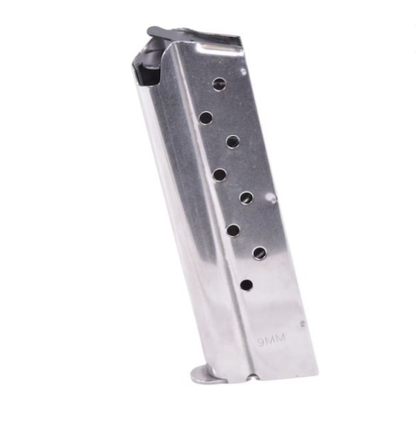 9mm Stainless Steel Government / Commander 8 Round Magazine